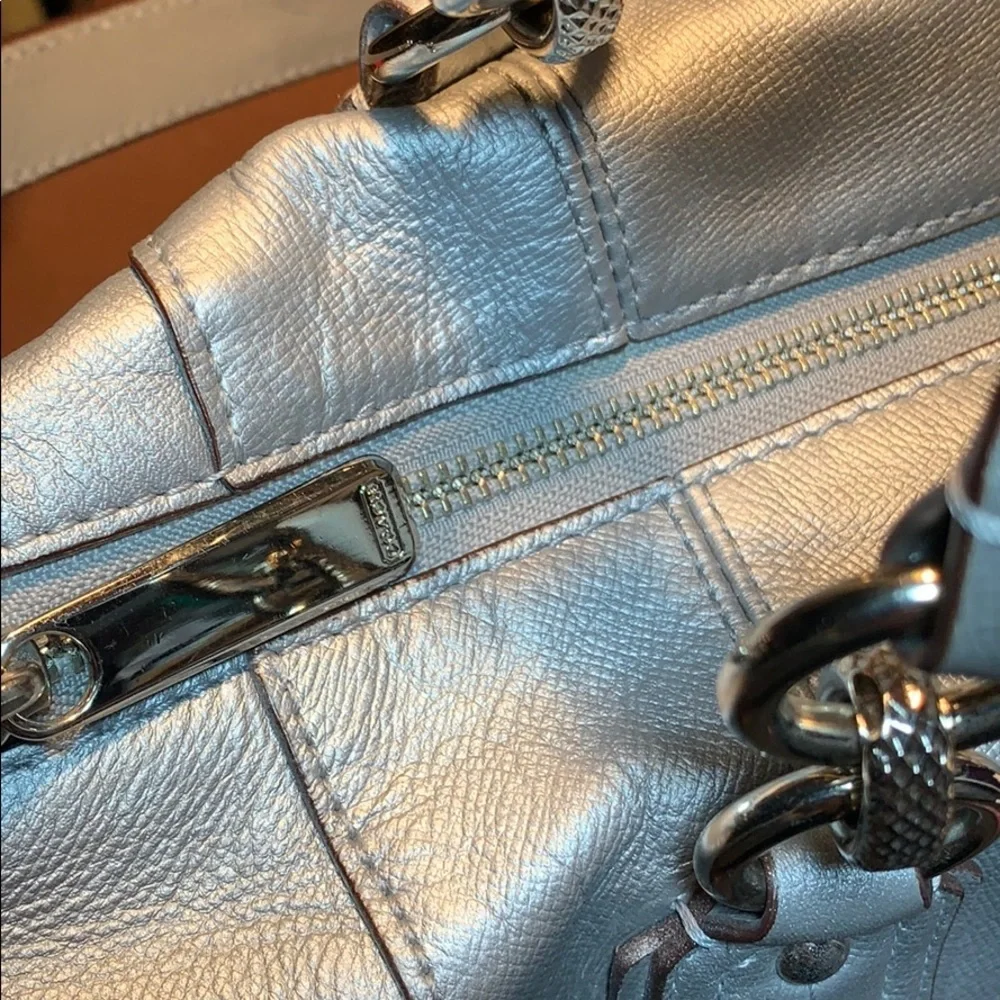Coach Silver Metallic leather shoulder/satchel bag